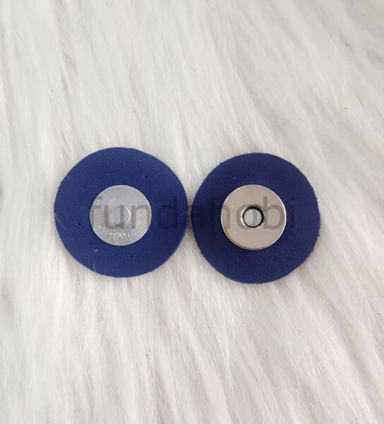 Dikmeli Deri Çıtçıtlar (Gümüş detaylı) MAVİ