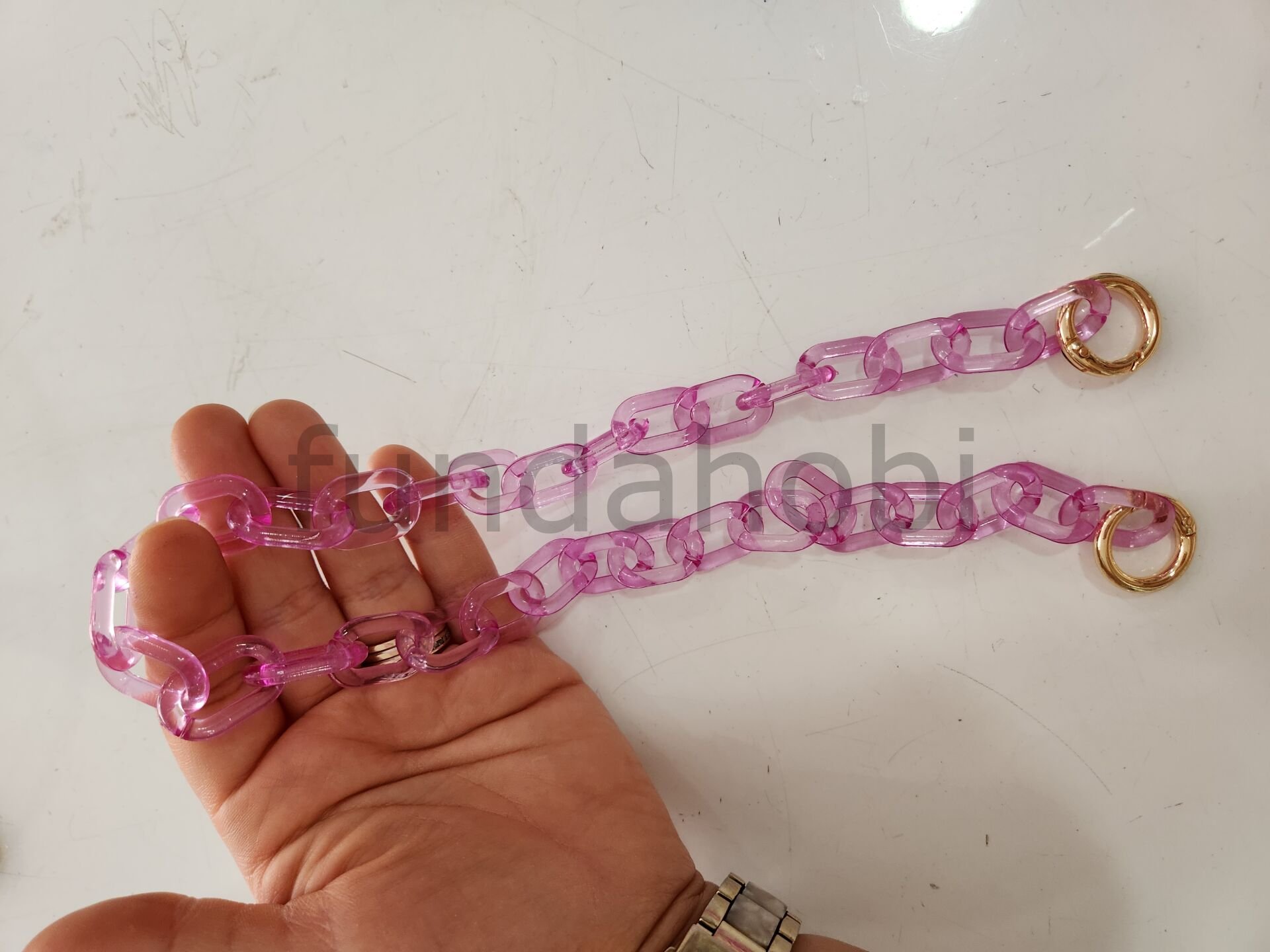 Plastik (polimer) Zincir Askı -Şeffaf Mor