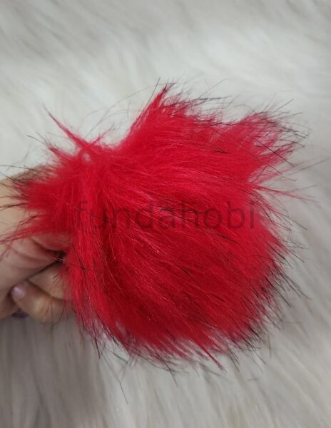 Kürk Ponpon Kırmızı