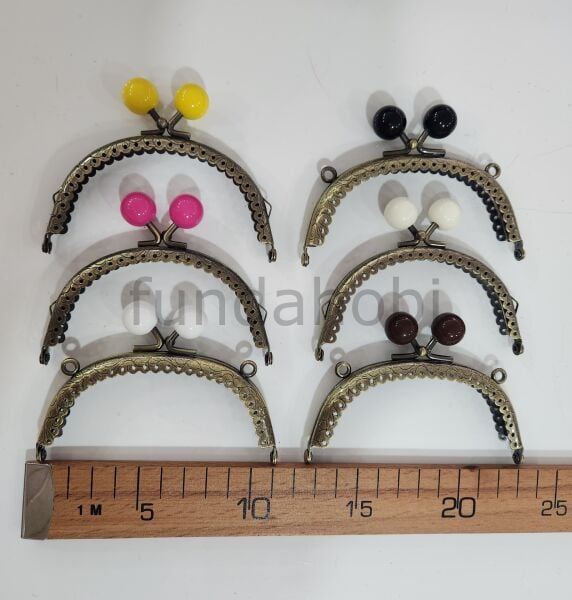 Boncuklu Metal Burs-Antik 10 cm