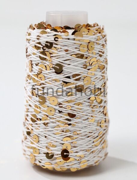 Pullu İp Beyaz-Gold 022