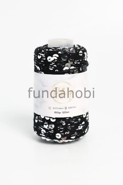 Pullu İp Siyah-Gümüş-007