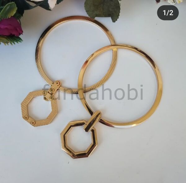 Altıgen Detaylı Metal Kulp Gold