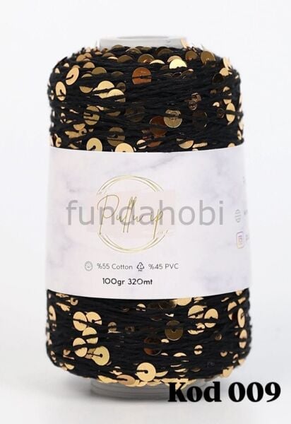 Pullu İp (Yeni Renkler) SiyahaGold-009