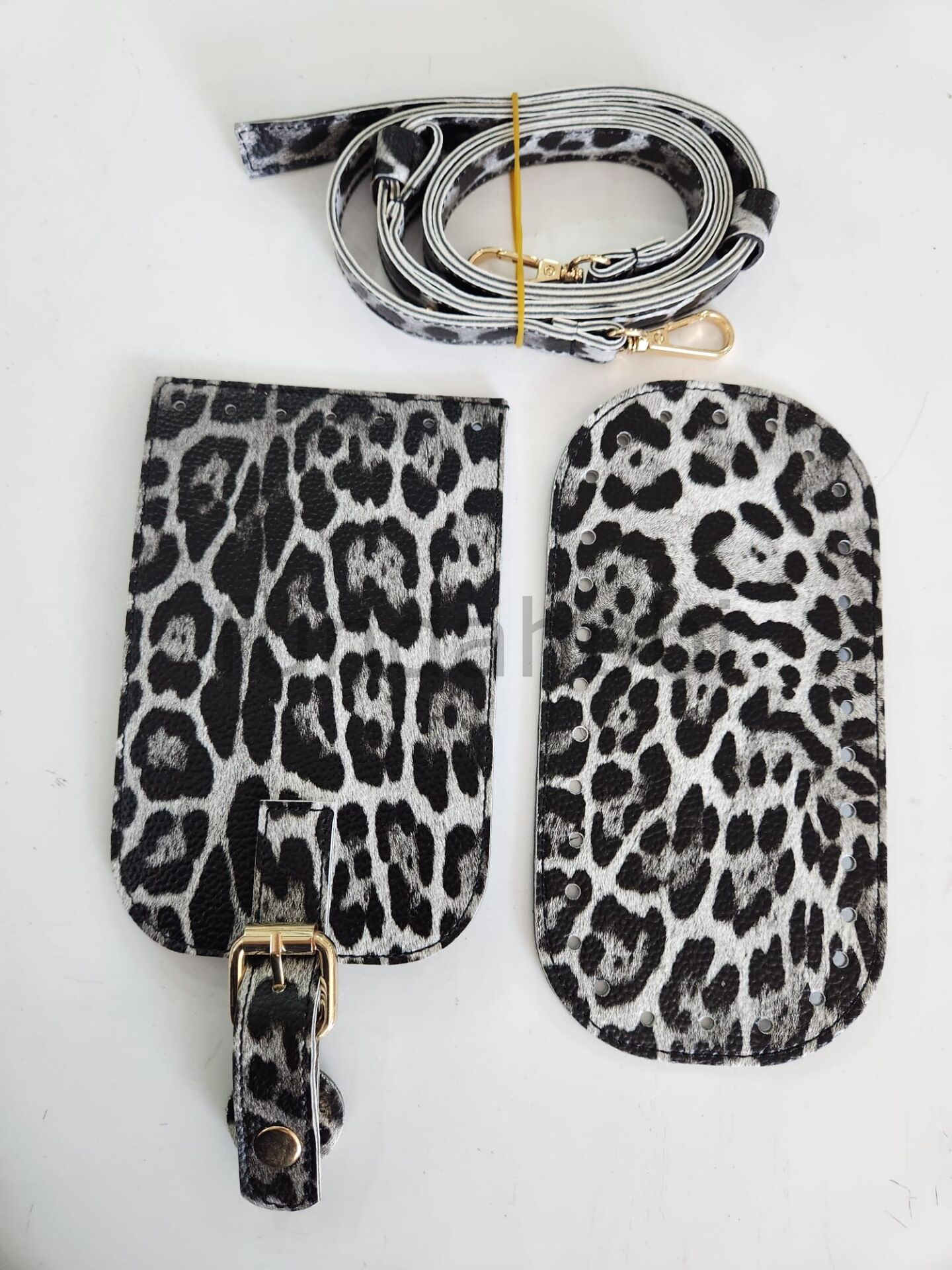 Leopar Desen Çanta Kapak Seti Siyah