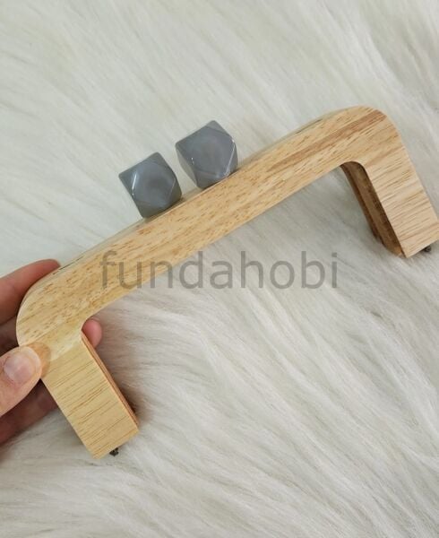 Boncuklu Mıknatıslı&Vidalı Ahşap Burs Füme