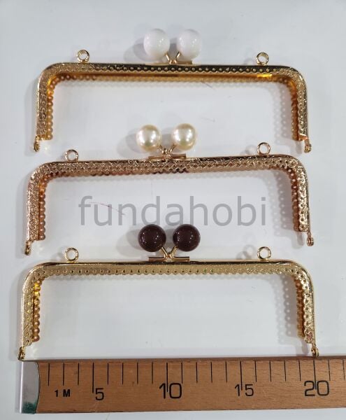 Boncuklu Metal Burs-Gold 20 cm