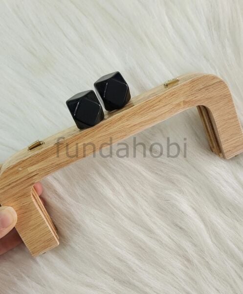 Boncuklu Mıknatıslı&Vidalı Ahşap Burs Siyah