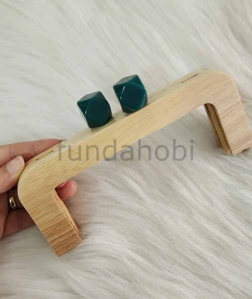 Boncuklu Mıknatıslı&Vidalı Ahşap Burs Zümrüt