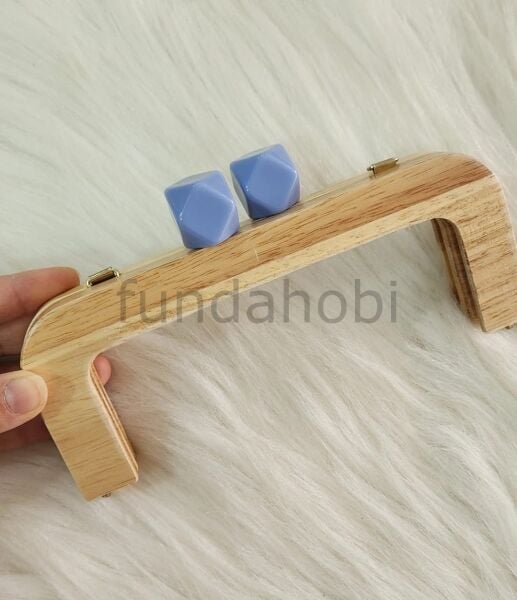 Boncuklu Mıknatıslı&Vidalı Ahşap Burs BEBE MAVİ