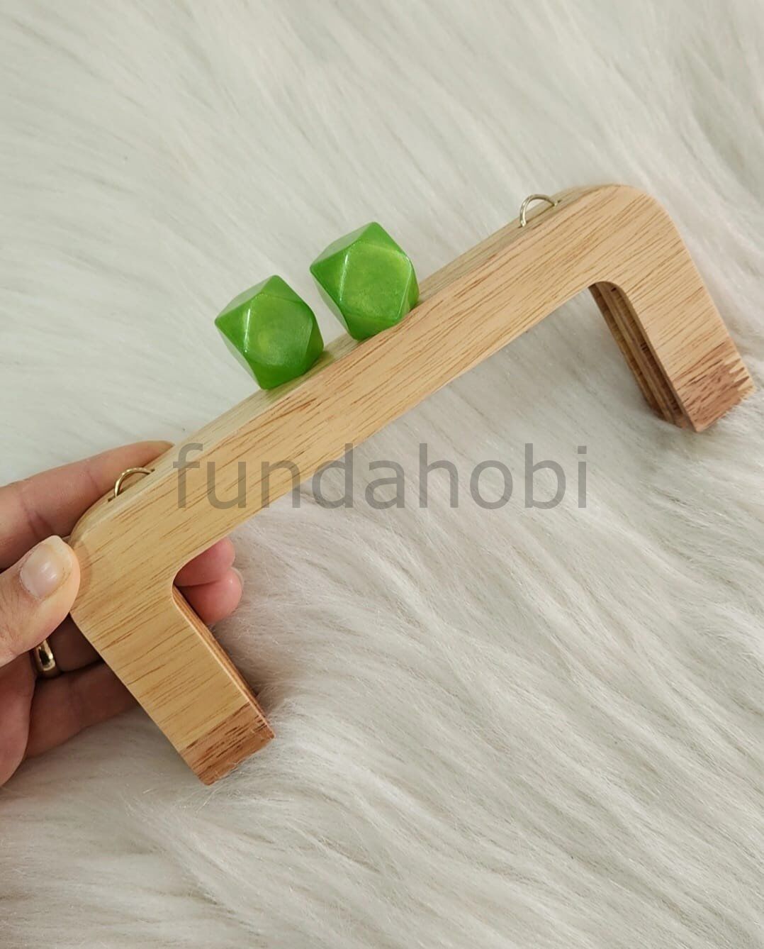 Boncuklu Mıknatıslı&Vidalı Ahşap Burs çimen yeşil