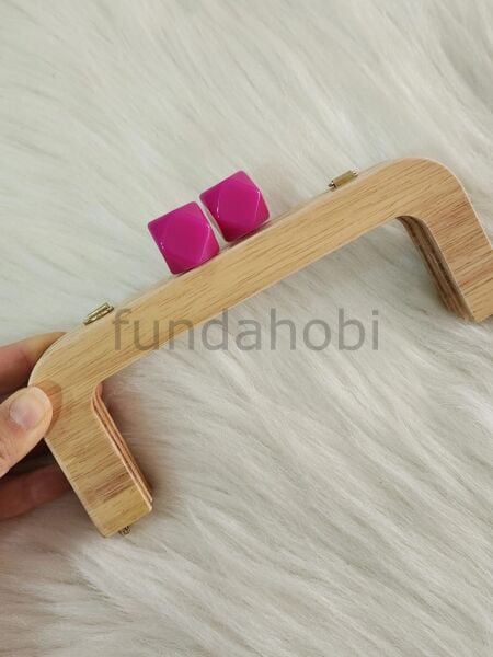 Boncuklu Mıknatıslı&Vidalı Ahşap Burs FUŞYA