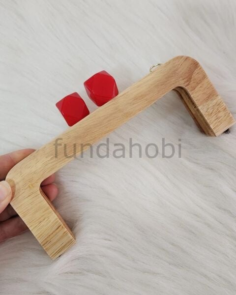 Boncuklu Mıknatıslı&Vidalı Ahşap Burs Kırmızı