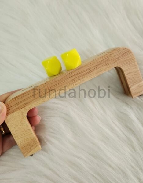 Boncuklu Mıknatıslı&Vidalı Ahşap Burs NeonSarı