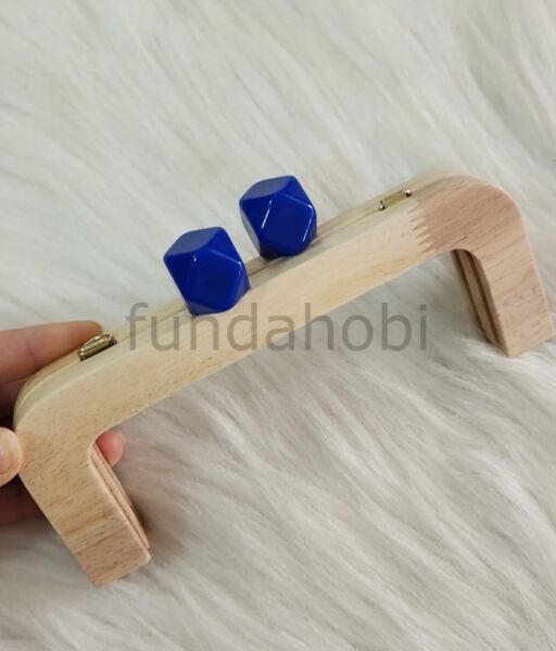Boncuklu Mıknatıslı&Vidalı Ahşap Burs SaksMavi