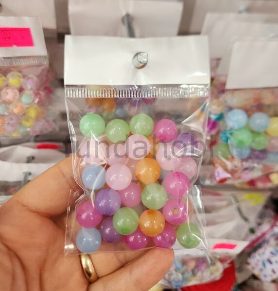 12 mm Karışık Pastel Renkli Akrilik Boncuk 30 gr