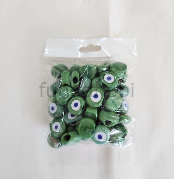 20 mm Büyük Boy Cam Danagöz Nazar Boncuğu Mint Renk - 50 Adet Hobilik Ekonomik Paket