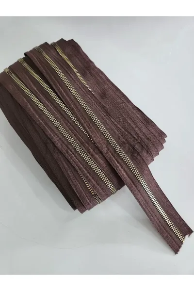 Gold Plastik Diş Metrelik Fermuar -Kahverengi